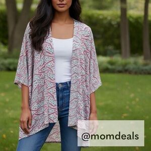 NWT LulaRoe Lindsay Sheer Duster OpenFront Short Kimono Light Batwing Retro